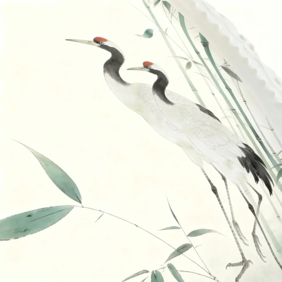 Twin Cranes in Bamboo Forest, a timeless vow for serene years
