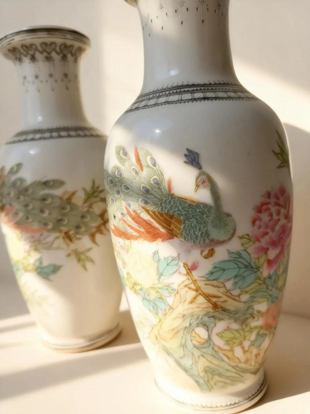 Flower Basket Bottle Peacock