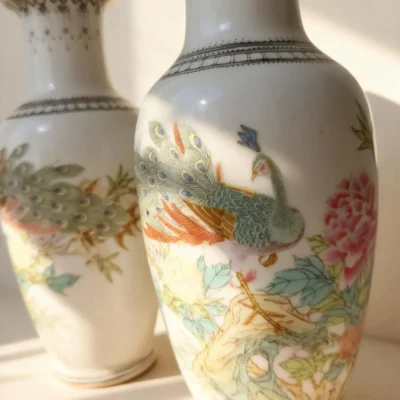 Flower Basket Bottle Peacock