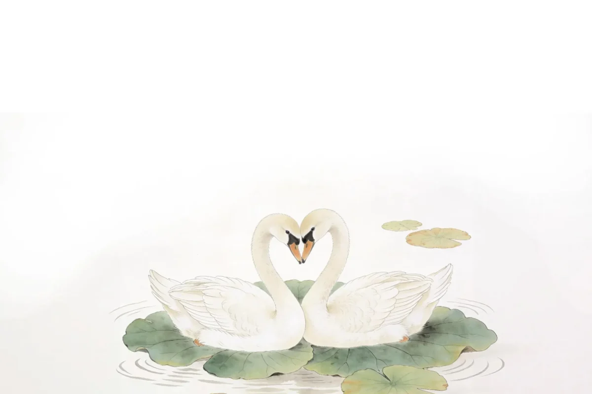 Te02-3 Jingdezhen Hand-Painted Double Swan and Lotus Pond Porcelain Teapot