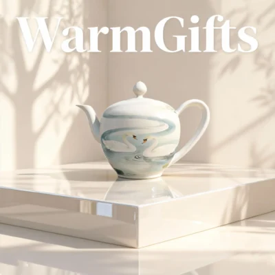 Te1_01 Jingdezhen Hand-Painted Swan and Lotus Pond Porcelain Teapot