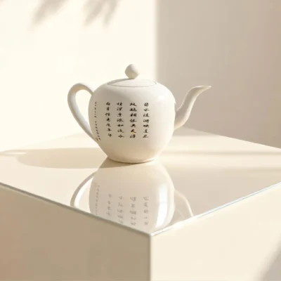 Te1_04 Jingdezhen Hand-Painted Swan and Lotus Pond Porcelain Teapot