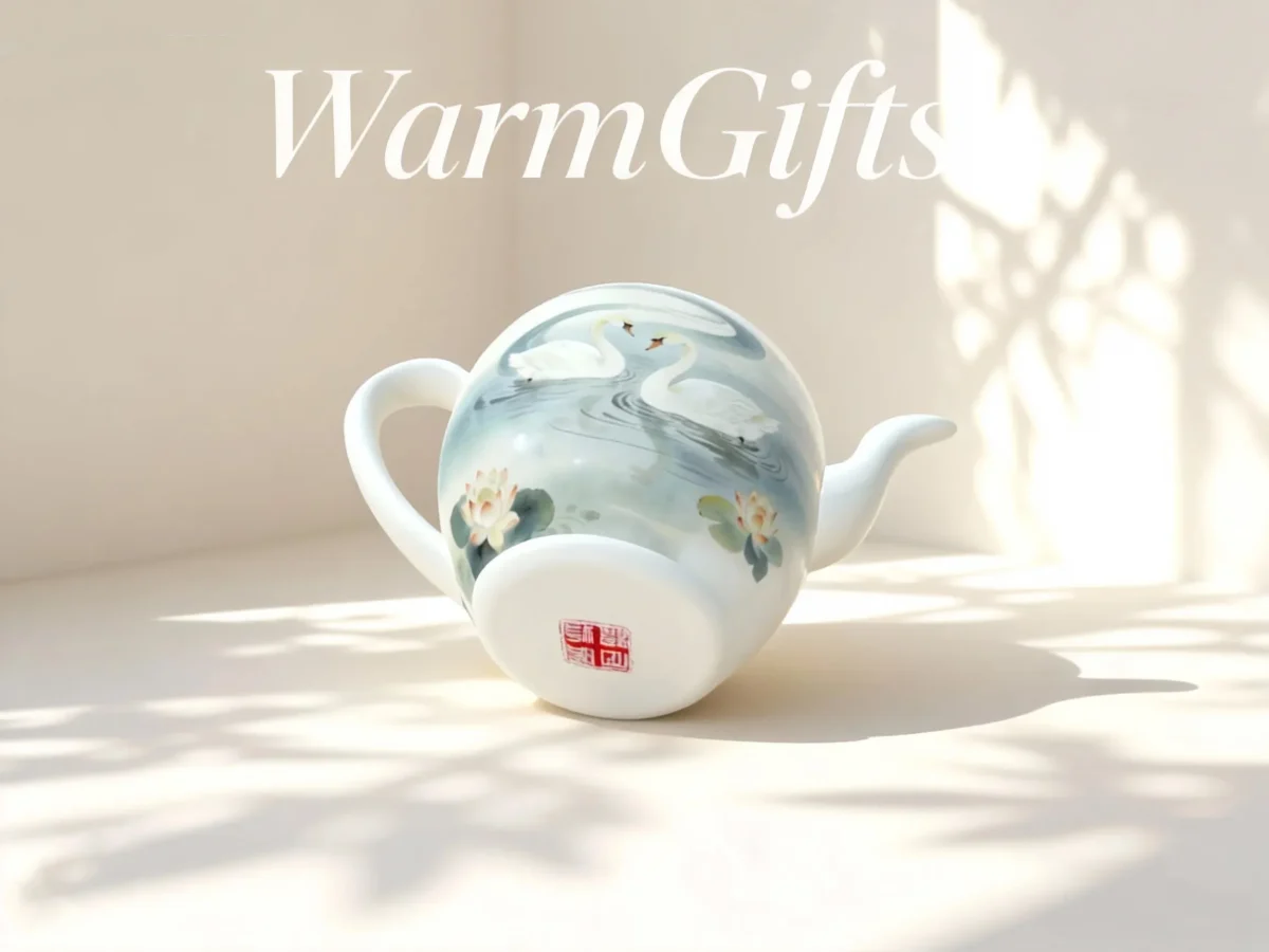 Te1_05 Jingdezhen Hand-Painted Swan and Lotus Pond Porcelain Teapot