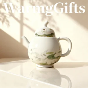 Jingdezhen Hand-Painted Double Swan and Lotus Pond Porcelain Teapot