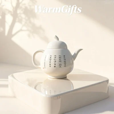 Te2_04 Jingdezhen Hand-Painted Double Swan and Lotus Pond Porcelain Teapot