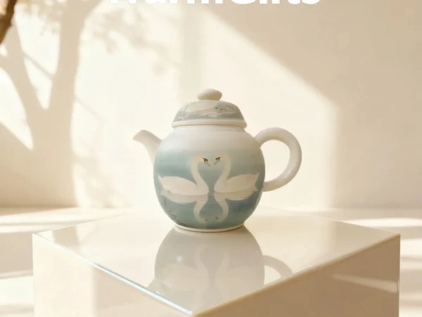 Hand-Painted Swans in Clear Water Teapot