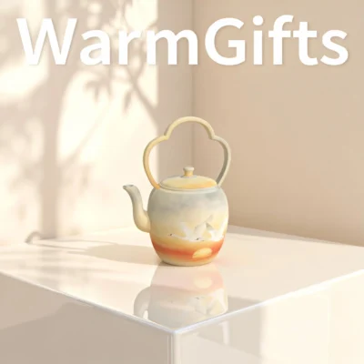 Hand-Painted Double Swans Soaring High Porcelain Teapot