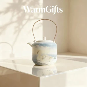 Hand-Painted Snowfield Double Swan Teapot