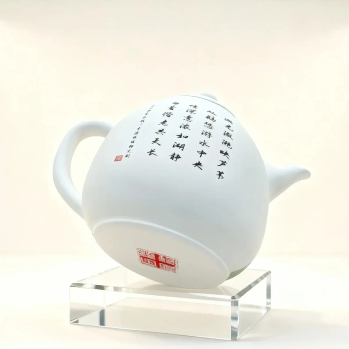 Hand-Painted Reed Lake Double Swan Porcelain Teapot