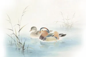 Mandarin Duck Playing In Water Heart-Shaped Cup, Jingdezhen Hand-Painted 2