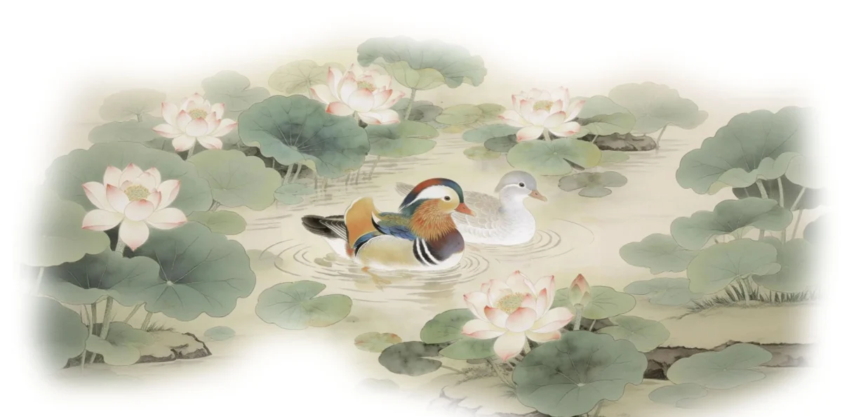 Yy09-1 Hand-Painted Mandarin Duck and Lotus Pond Teacup - Hand-Held Cup