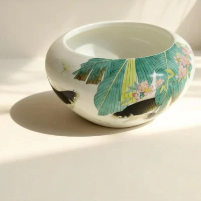 Water Basin with Banana Leaf and Carp