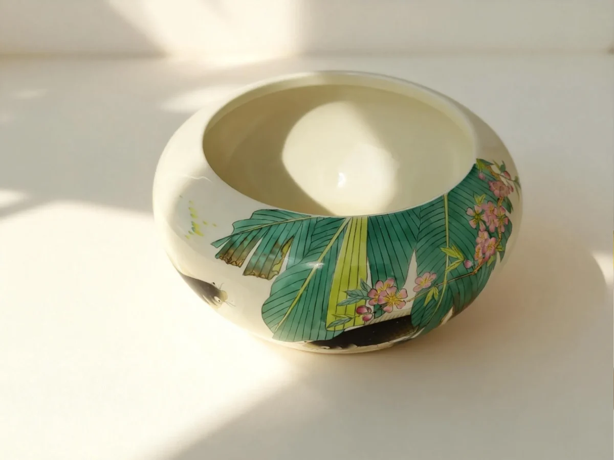 Water Basin with Banana Leaf and Carp