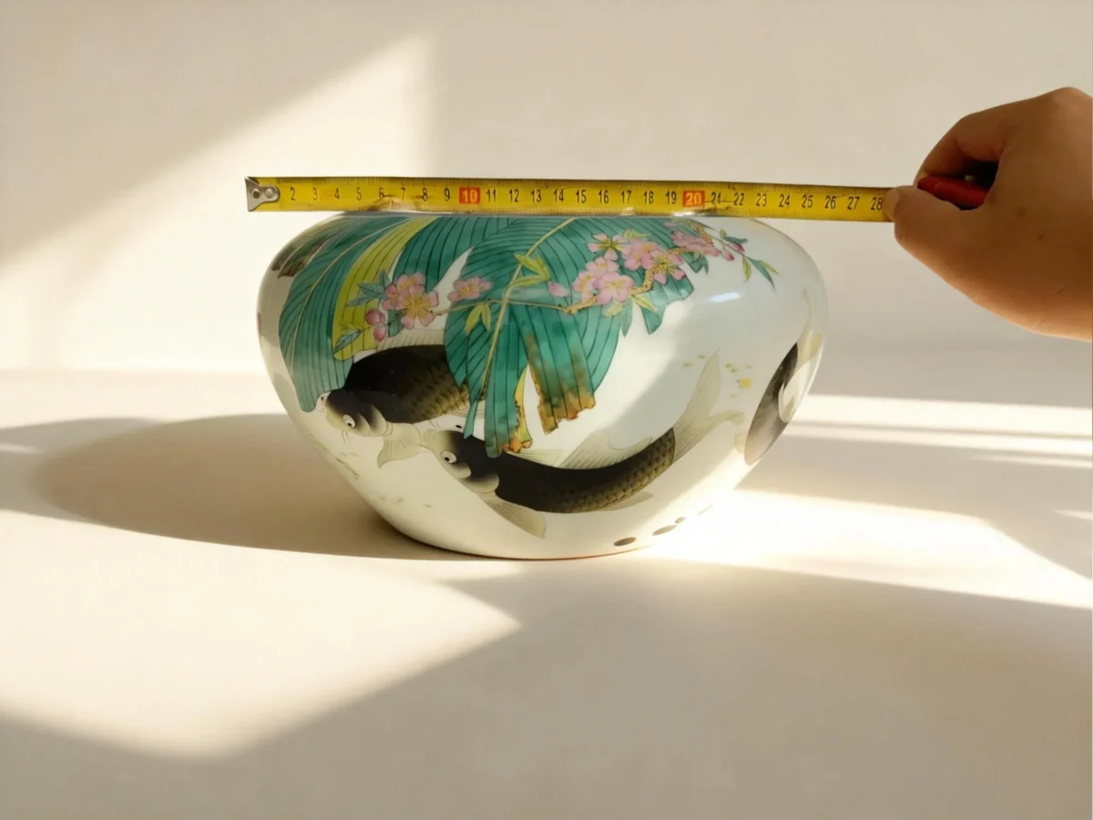 Water Basin with Banana Leaf and Carp