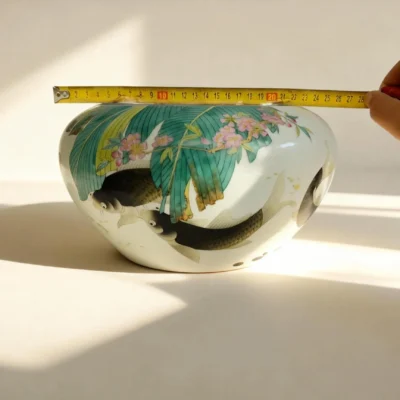 Water Basin with Banana Leaf and Carp