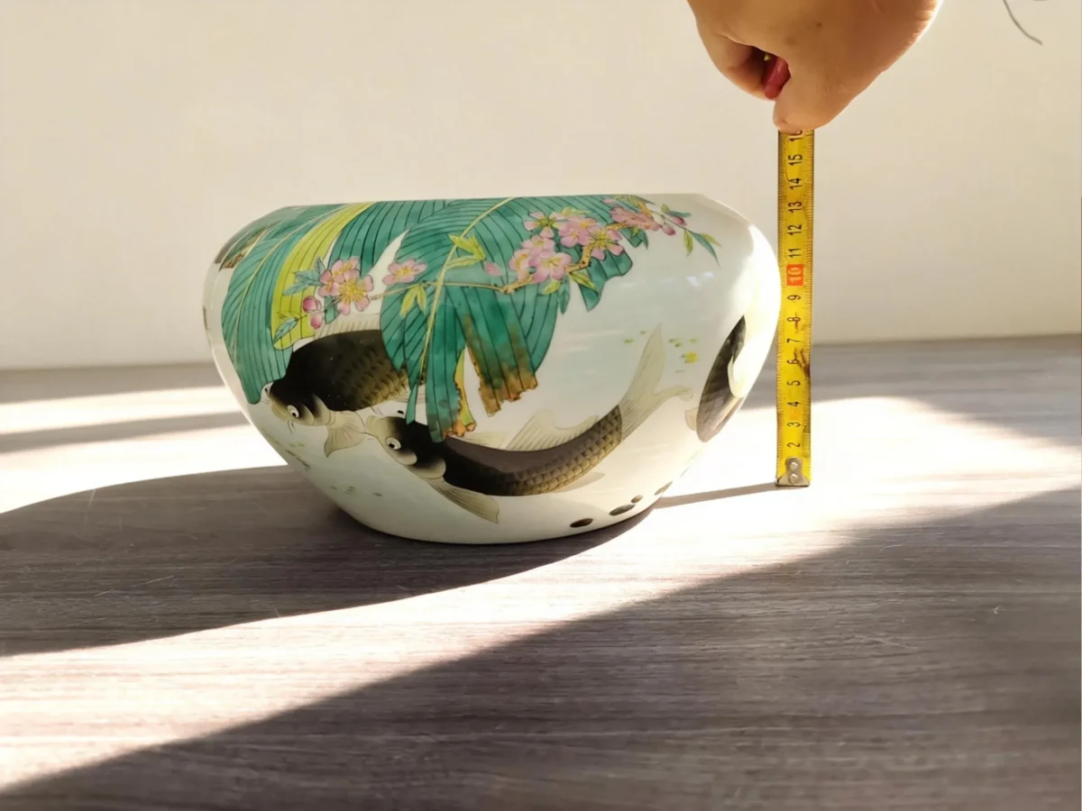 Water Basin with Banana Leaf and Carp