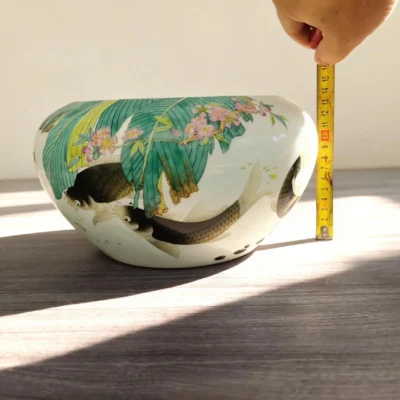 Water Basin with Banana Leaf and Carp