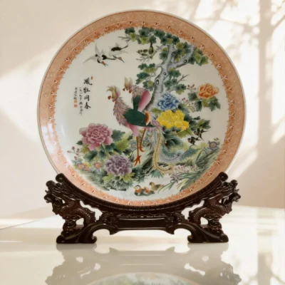fenghuang01 Phoenix and Deer in Spring Porcelain Plate