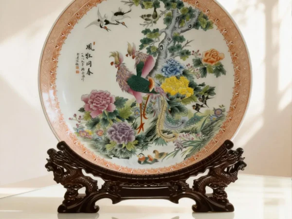 Phoenix and Deer in Spring Porcelain Plate