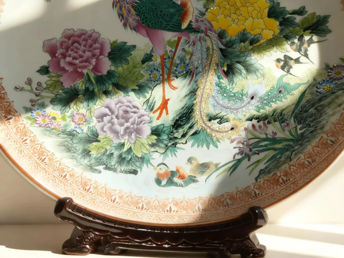 Fenghuang02 Phoenix and Deer in Spring Porcelain Plate