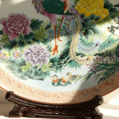 Fenghuang02 Phoenix and Deer in Spring Porcelain Plate