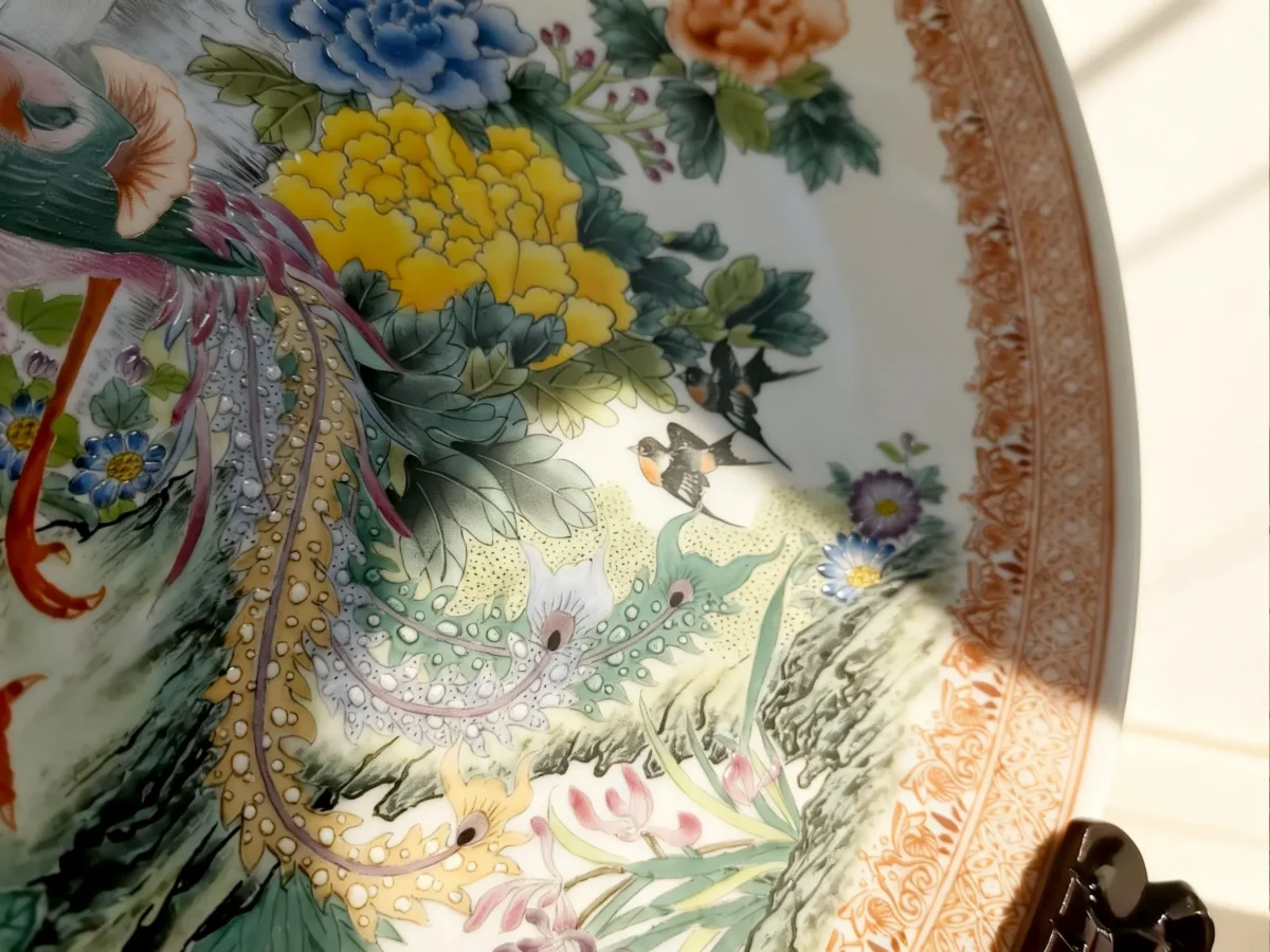 Fenghuang04 Phoenix and Deer in Spring Porcelain Plate