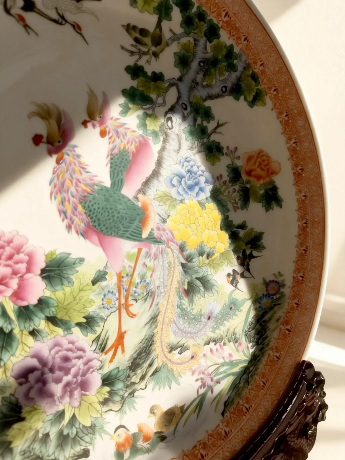 Fenghuang05 Phoenix and Deer in Spring Porcelain Plate