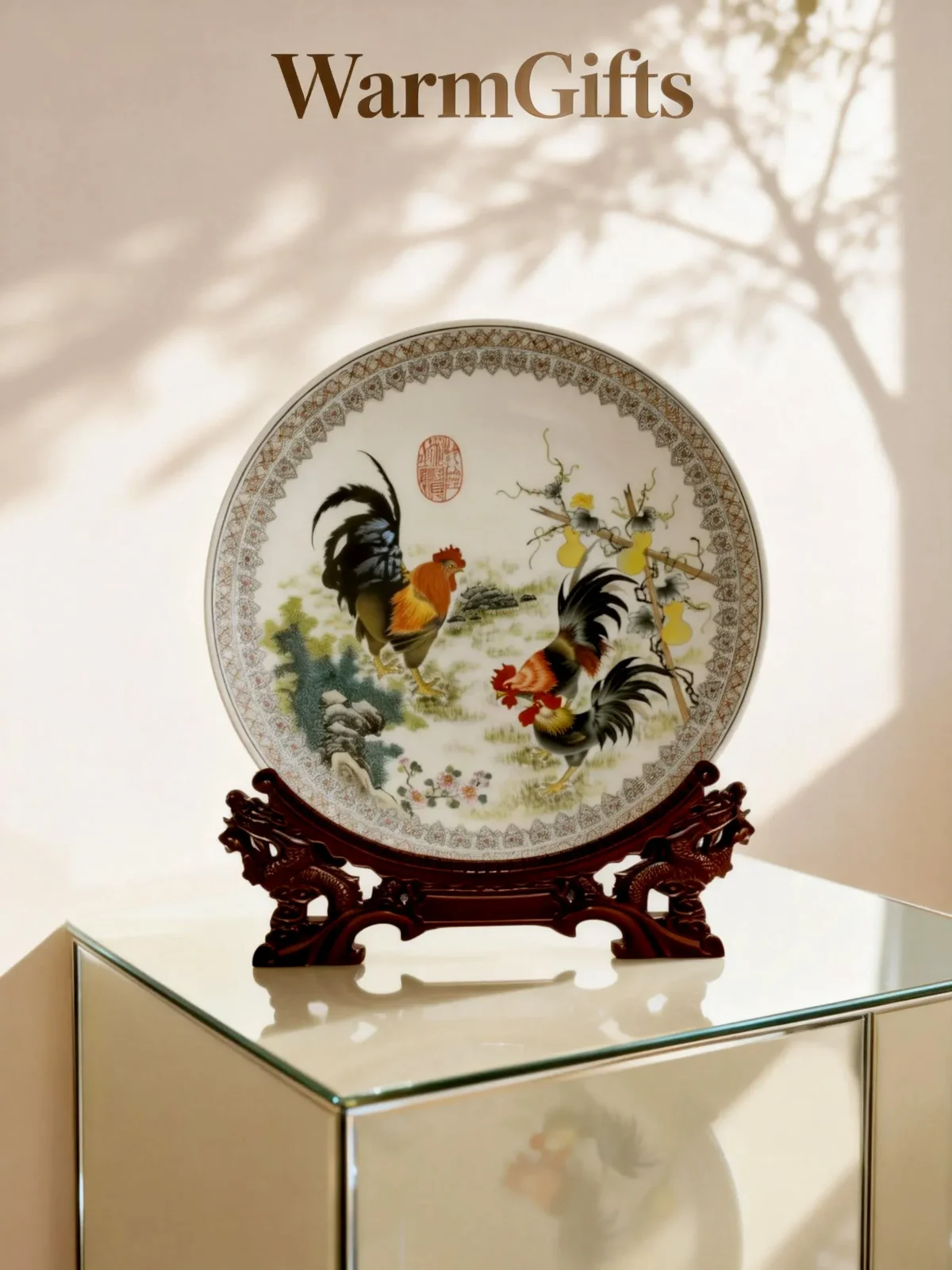 Rooster Brings Blessing Porcelain Plate
