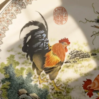 Rooster Brings Blessing Porcelain Plate