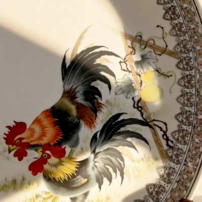 Rooster Brings Blessing Porcelain Plate