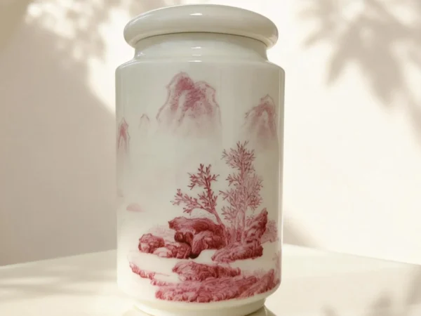 Agate Red Landscape Tea Caddy