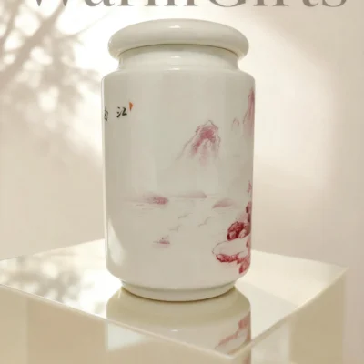 Agate Red Landscape Tea Caddy