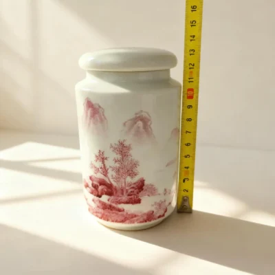 Agate Red Landscape Tea Caddy