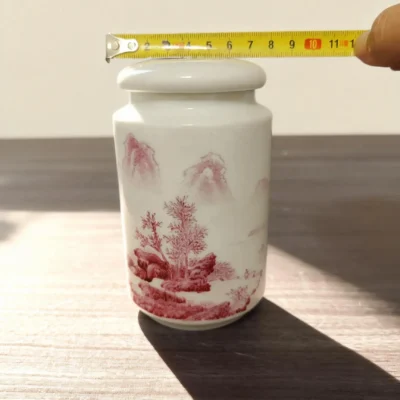 Agate Red Landscape Tea Caddy