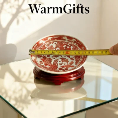 Red Rhythm Fish Lotus Porcelain Plate