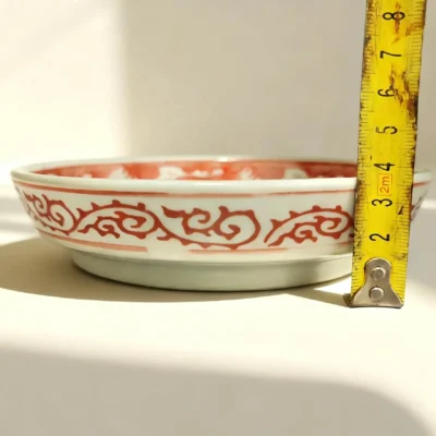 Red Rhythm Fish Lotus Porcelain Plate