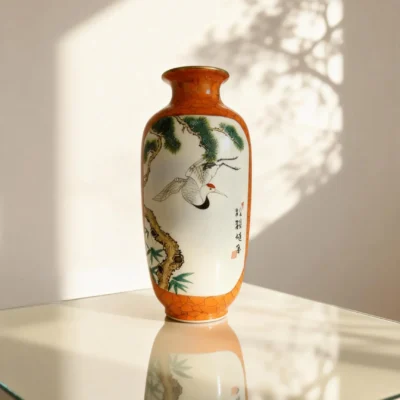 Winter Melon Iron-Red with Gold-Traced Flowers and Birds Double-Sided Reserved Panels