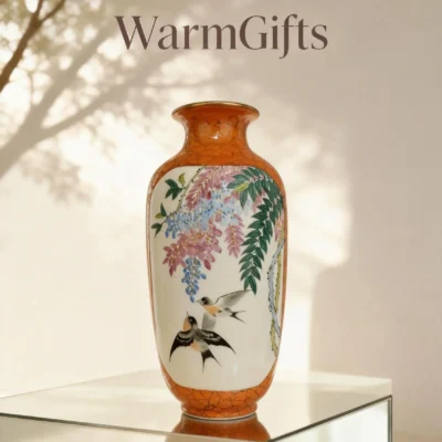 Winter Melon Iron-Red with Gold-Traced Flowers and Birds Double-Sided Reserved Panels