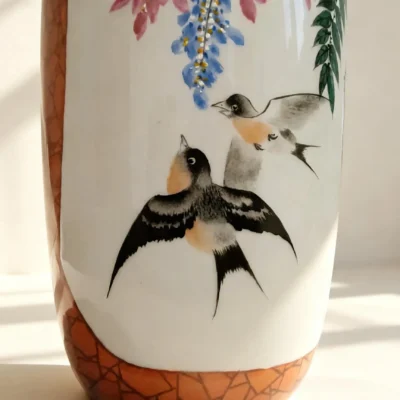 Winter Melon Iron-Red with Gold-Traced Flowers and Birds Double-Sided Reserved Panels