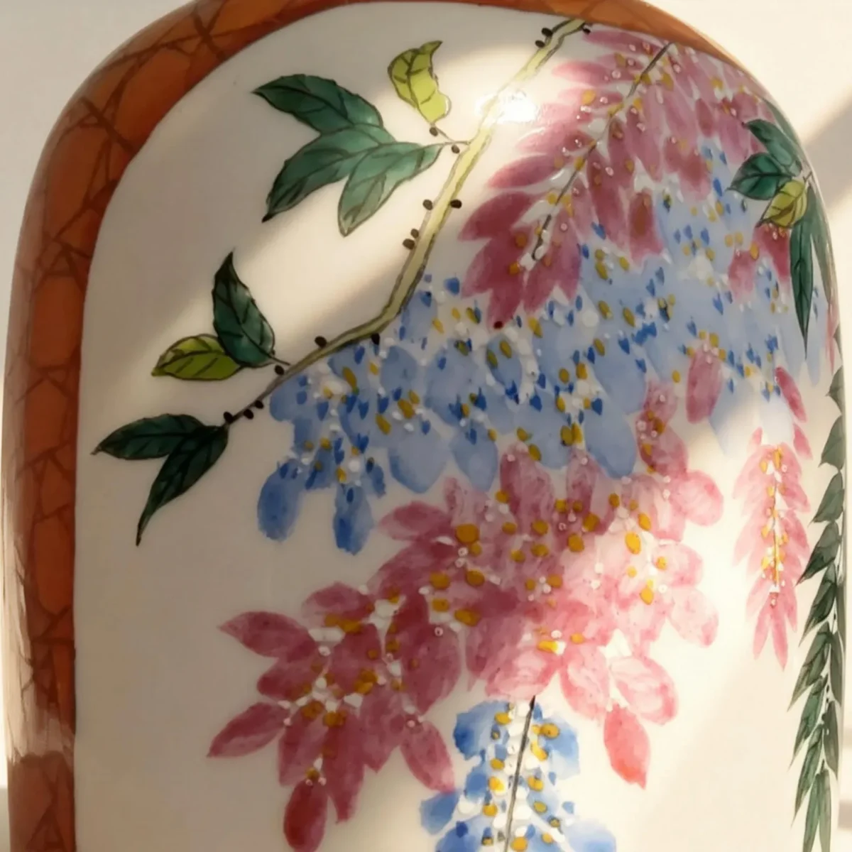 Winter Melon Iron-Red with Gold-Traced Flowers and Birds Double-Sided Reserved Panels