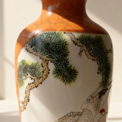 Winter Melon Iron-Red with Gold-Traced Flowers and Birds Double-Sided Reserved Panels