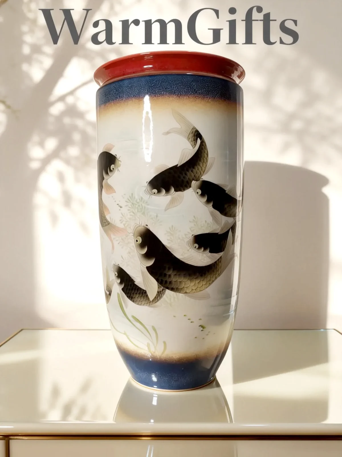 Colored Glaze Carp Arrow Vase
