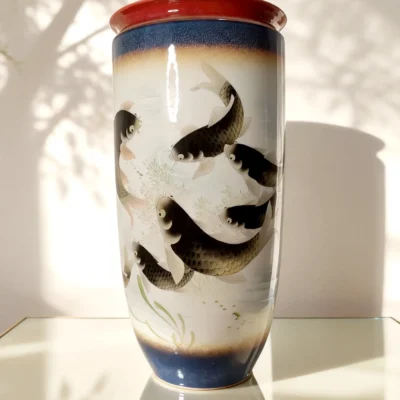 Colored Glaze Carp Arrow Vase