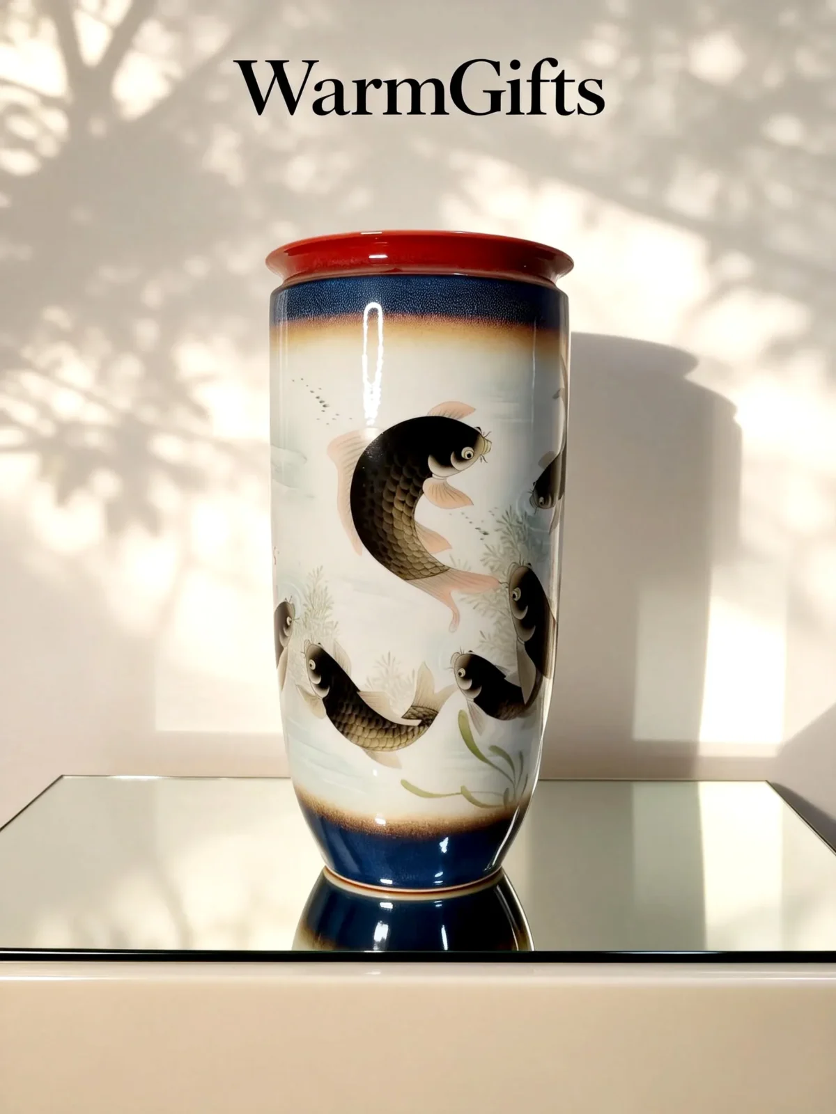 Colored Glaze Carp Arrow Vase