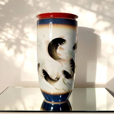 Colored Glaze Carp Arrow Vase