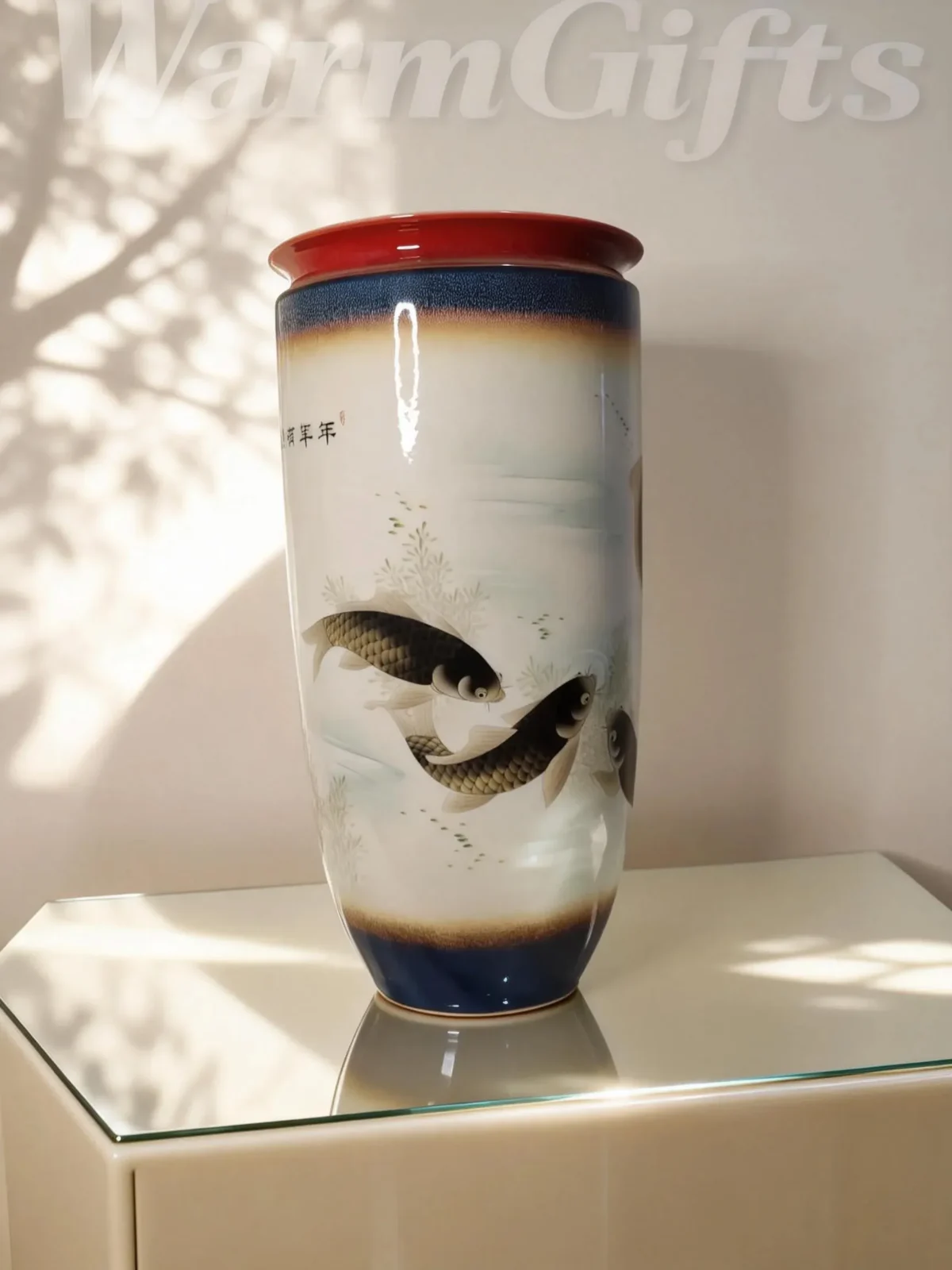 Colored Glaze Carp Arrow Vase