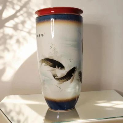 Colored Glaze Carp Arrow Vase