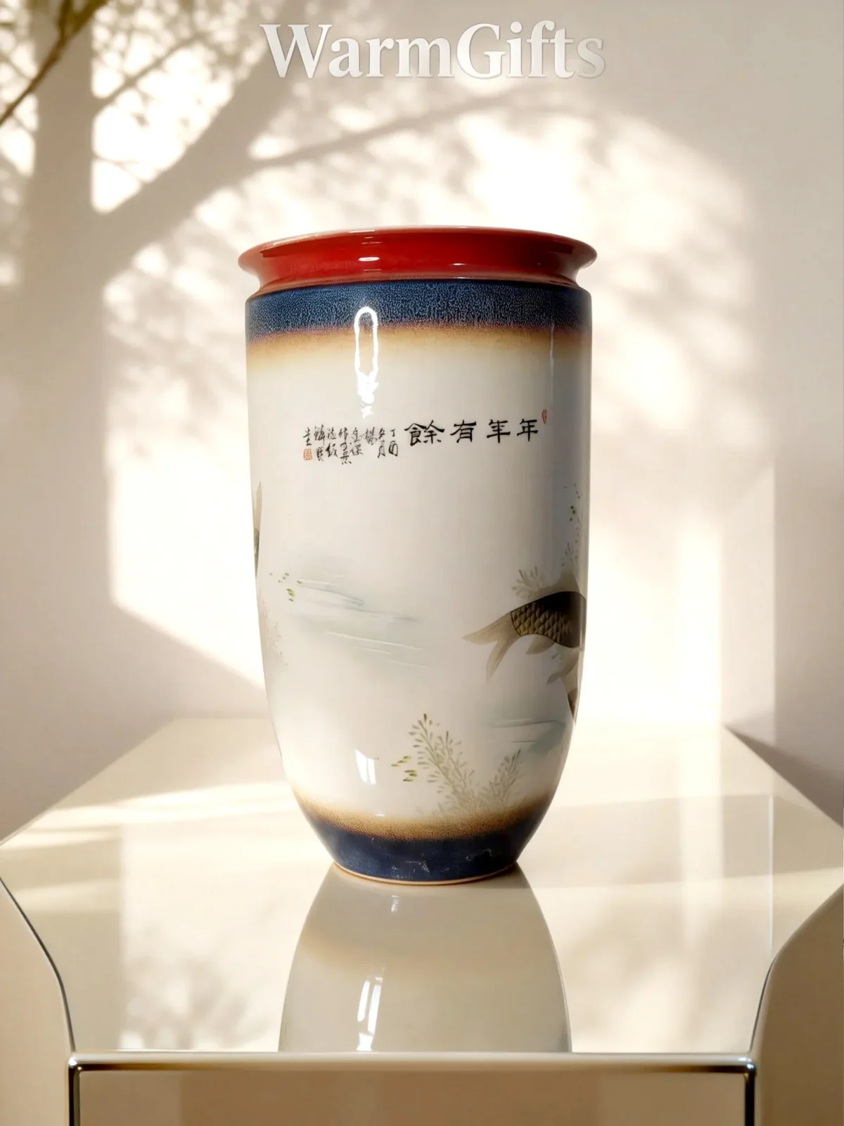 Colored Glaze Carp Arrow Vase