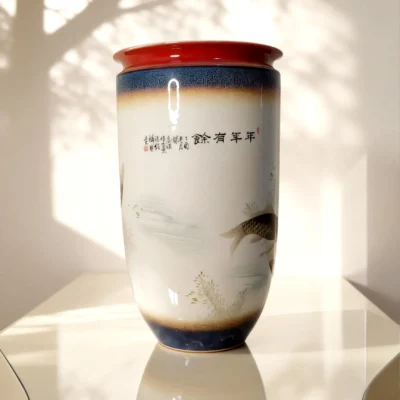 Colored Glaze Carp Arrow Vase