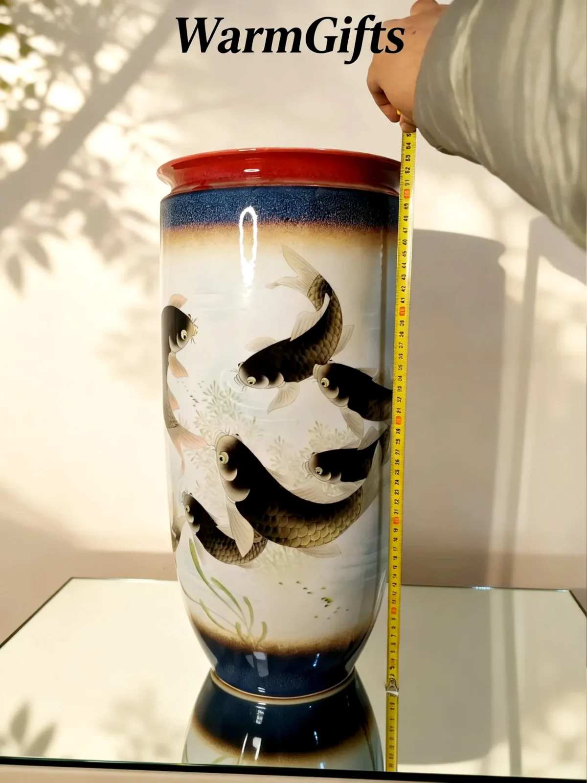 Colored Glaze Carp Arrow Vase